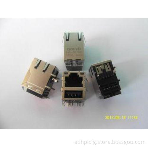 Custom 1 Port Tab Up Transformer RJ45 with single USB , RJ4